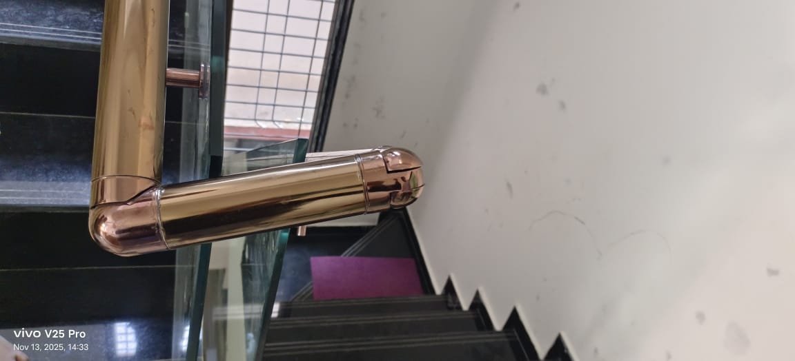 Rosegold PVD Glass Railing