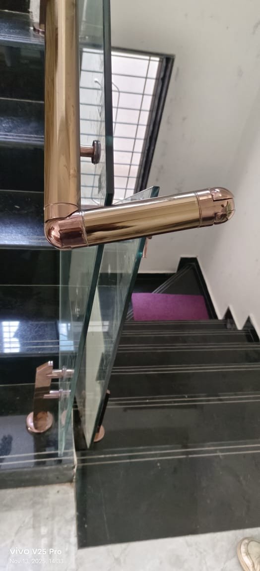 Rosegold PVD Glass Railing